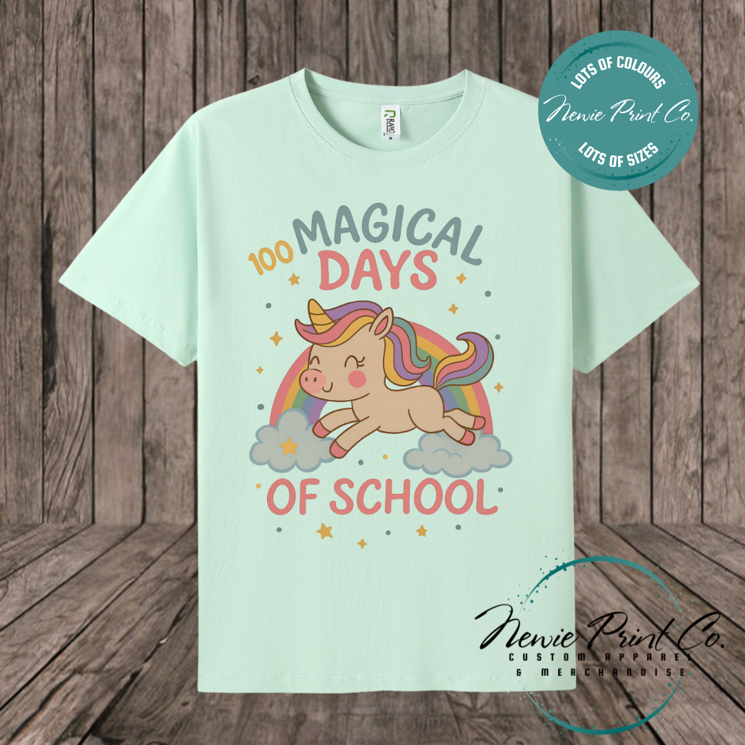 Celebrate 100 Days of School with custom t-shirts! Personalised with names, printed on premium cotton. Fast shipping Australia-wide.