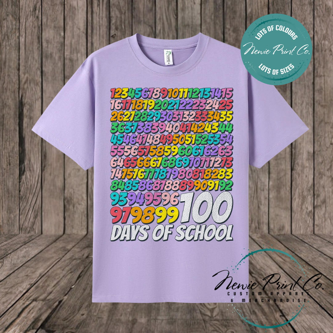 Celebrate 100 Days of School with custom t-shirts! Personalised with names, printed on premium cotton. Fast shipping Australia-wide.