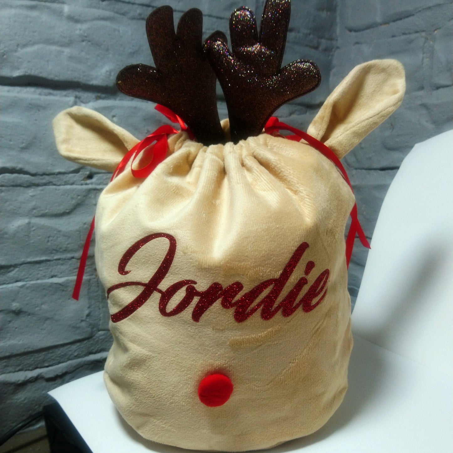 Blanks - Large Velvet Reindeer Sack