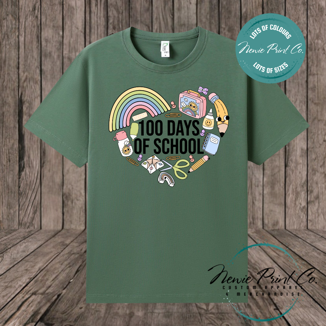 Celebrate 100 Days of School with custom t-shirts! Personalised with names, printed on premium cotton. Fast shipping Australia-wide.