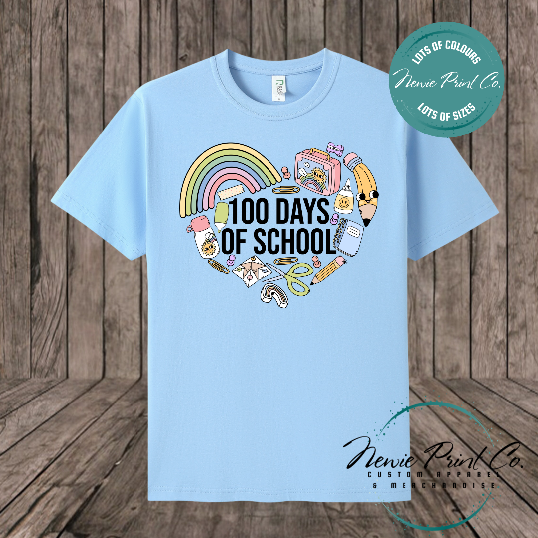 Celebrate 100 Days of School with custom t-shirts! Personalised with names, printed on premium cotton. Fast shipping Australia-wide.