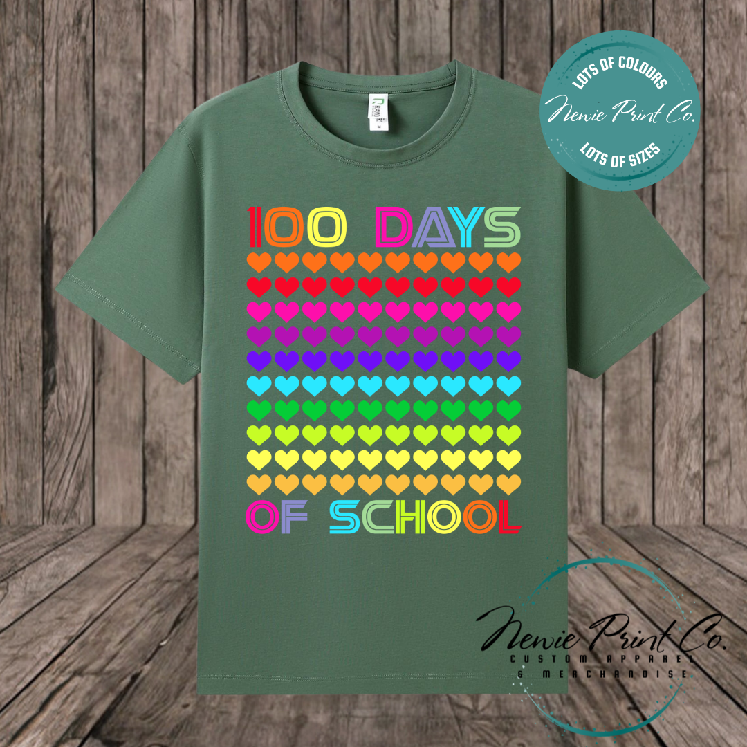 Celebrate 100 Days of School with custom t-shirts! Personalised with names, printed on premium cotton. Fast shipping Australia-wide.