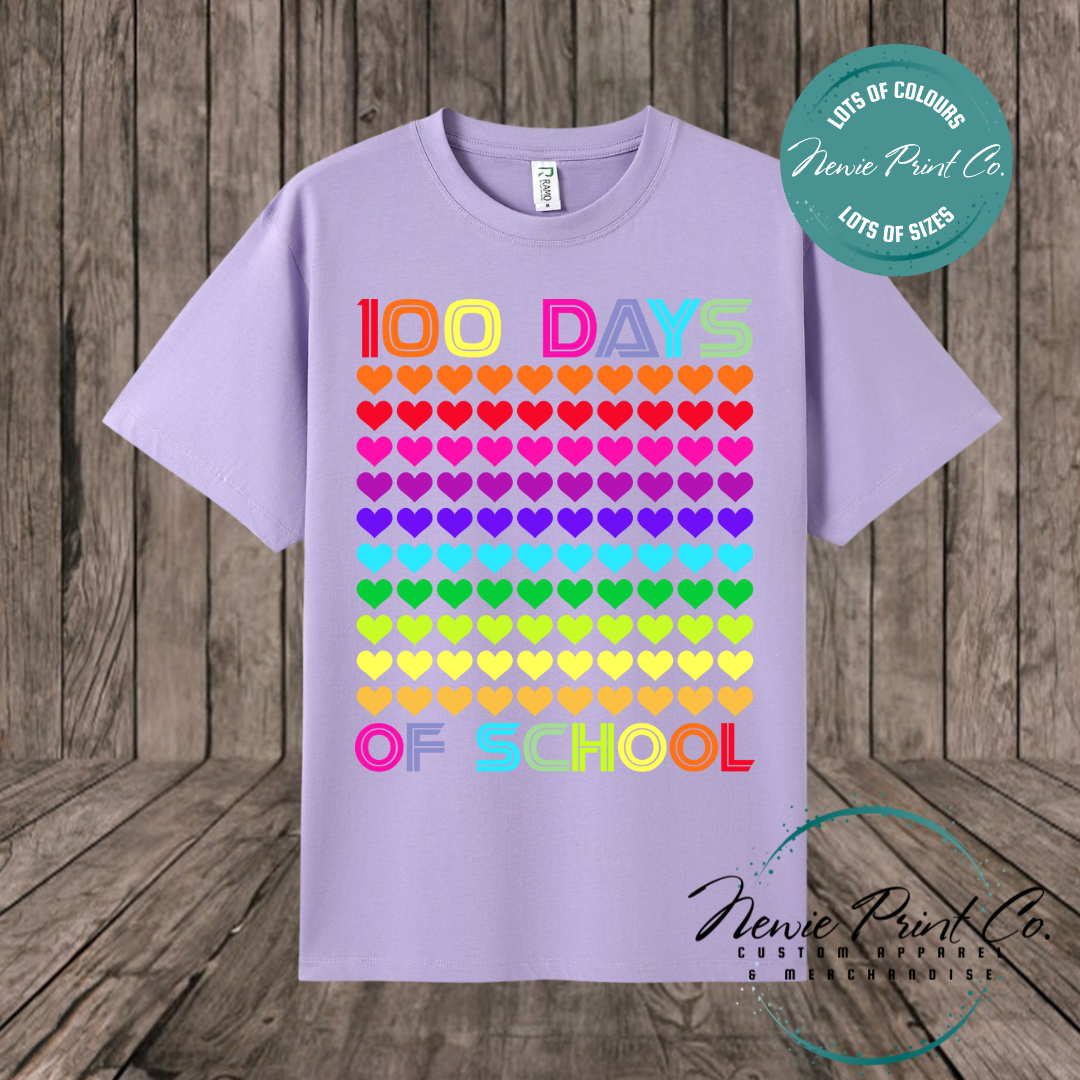 Celebrate 100 Days of School with custom t-shirts! Personalised with names, printed on premium cotton. Fast shipping Australia-wide.