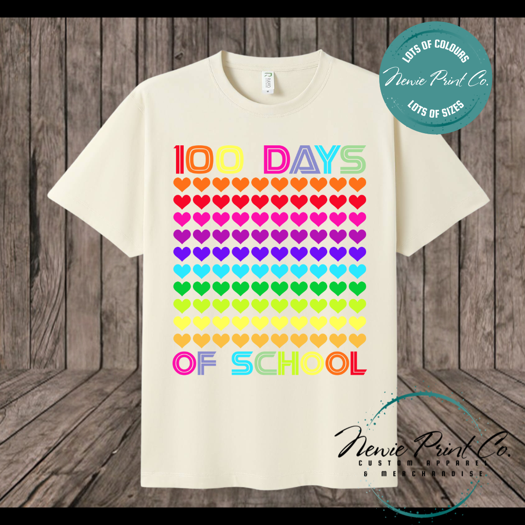 Celebrate 100 Days of School with custom t-shirts! Personalised with names, printed on premium cotton. Fast shipping Australia-wide.