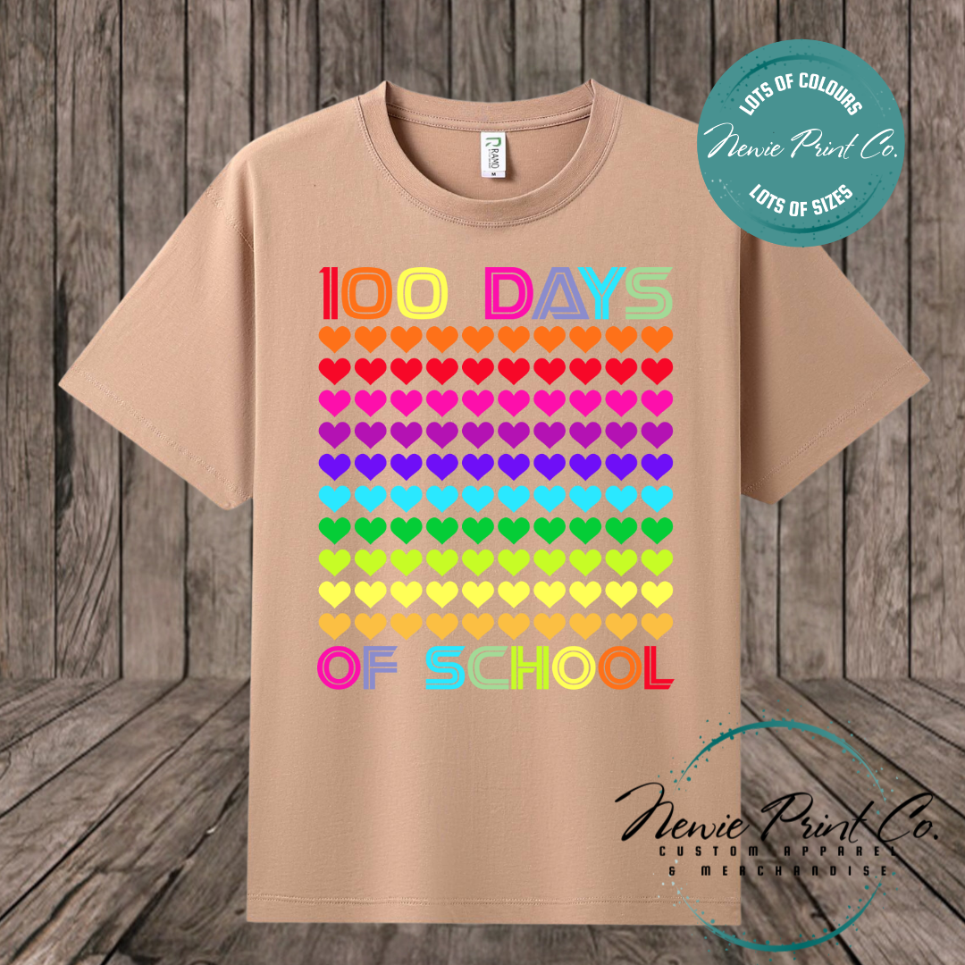 Celebrate 100 Days of School with custom t-shirts! Personalised with names, printed on premium cotton. Fast shipping Australia-wide.