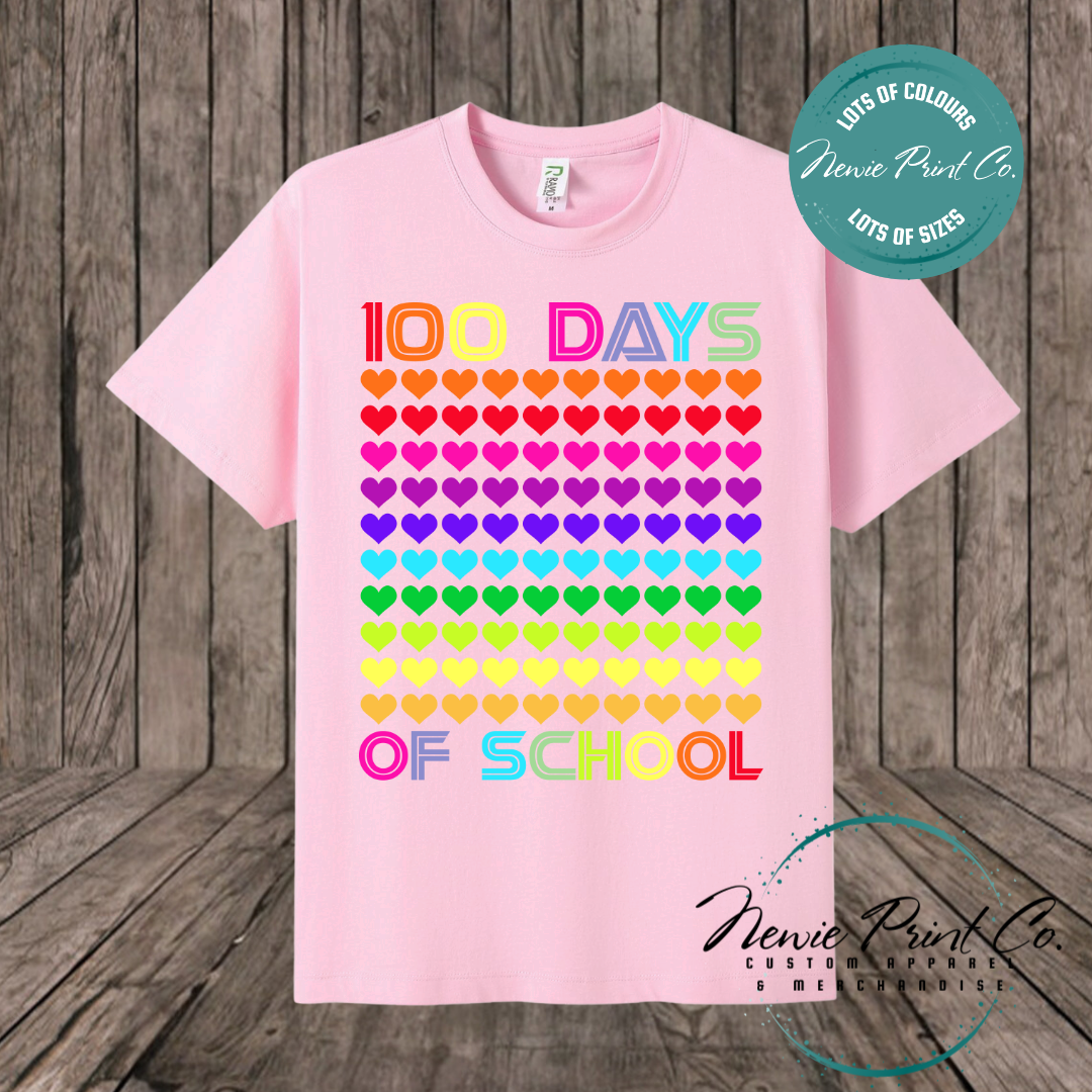 Celebrate 100 Days of School with custom t-shirts! Personalised with names, printed on premium cotton. Fast shipping Australia-wide.