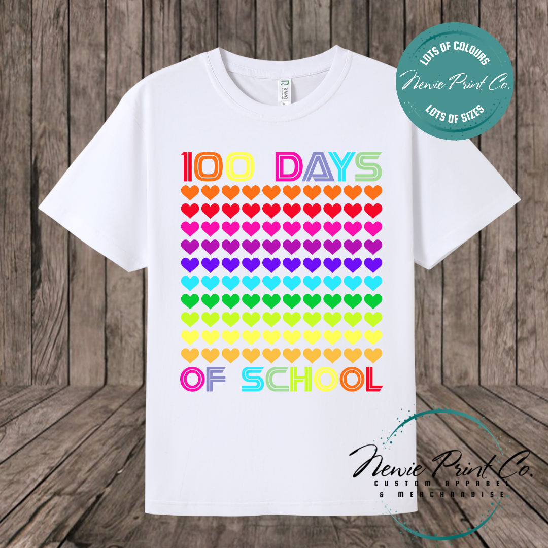 Celebrate 100 Days of School with custom t-shirts! Personalised with names, printed on premium cotton. Fast shipping Australia-wide.
