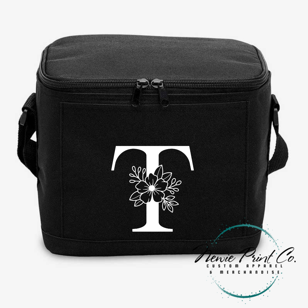 Floral Monogram Custom Cooler Bags - 6 Pack Cooler