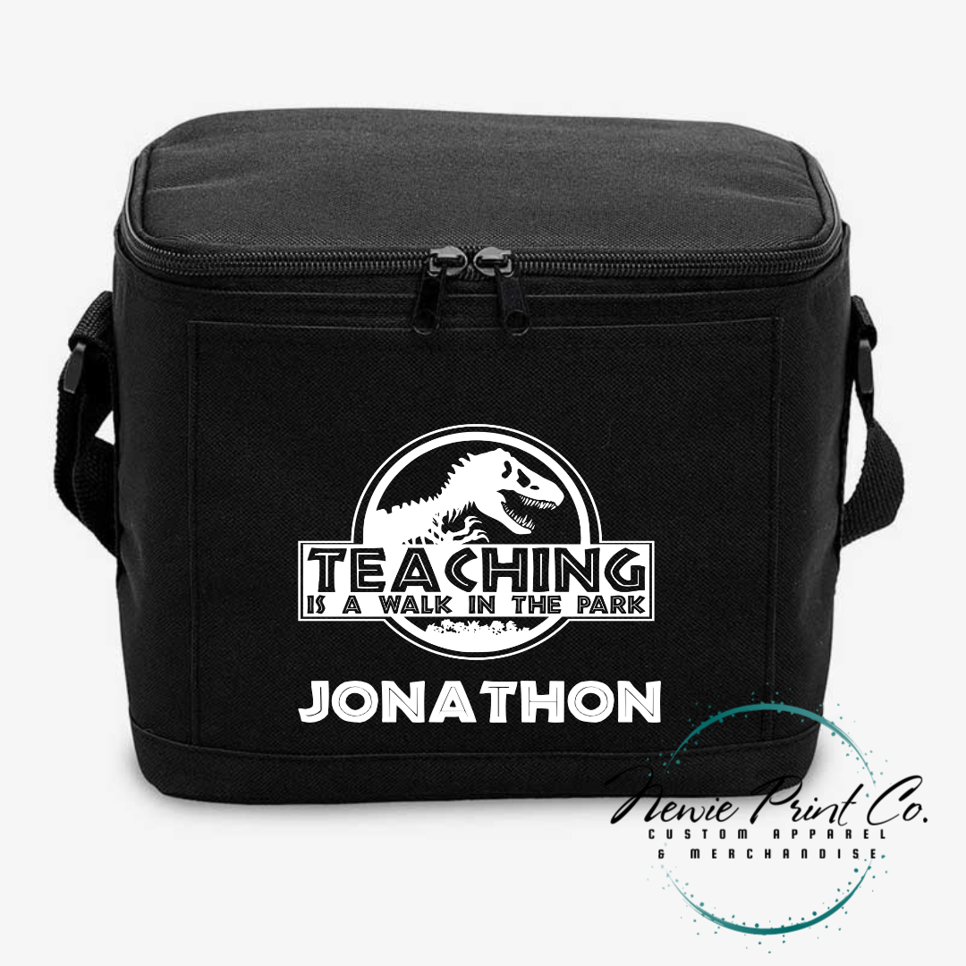 Personalized 6-pack can cooler bag with custom name embroidery, perfect for Father’s Day gifts, weekend outings, and keeping drinks cold on the go.
