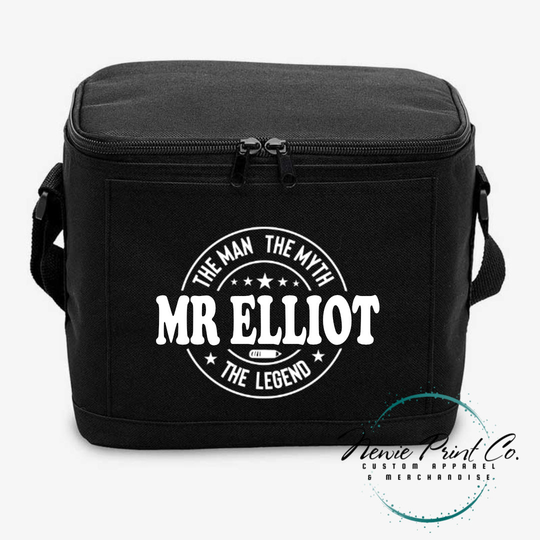 Personalized 6-pack can cooler bag with custom name embroidery, perfect for Father’s Day gifts, weekend outings, and keeping drinks cold on the go.