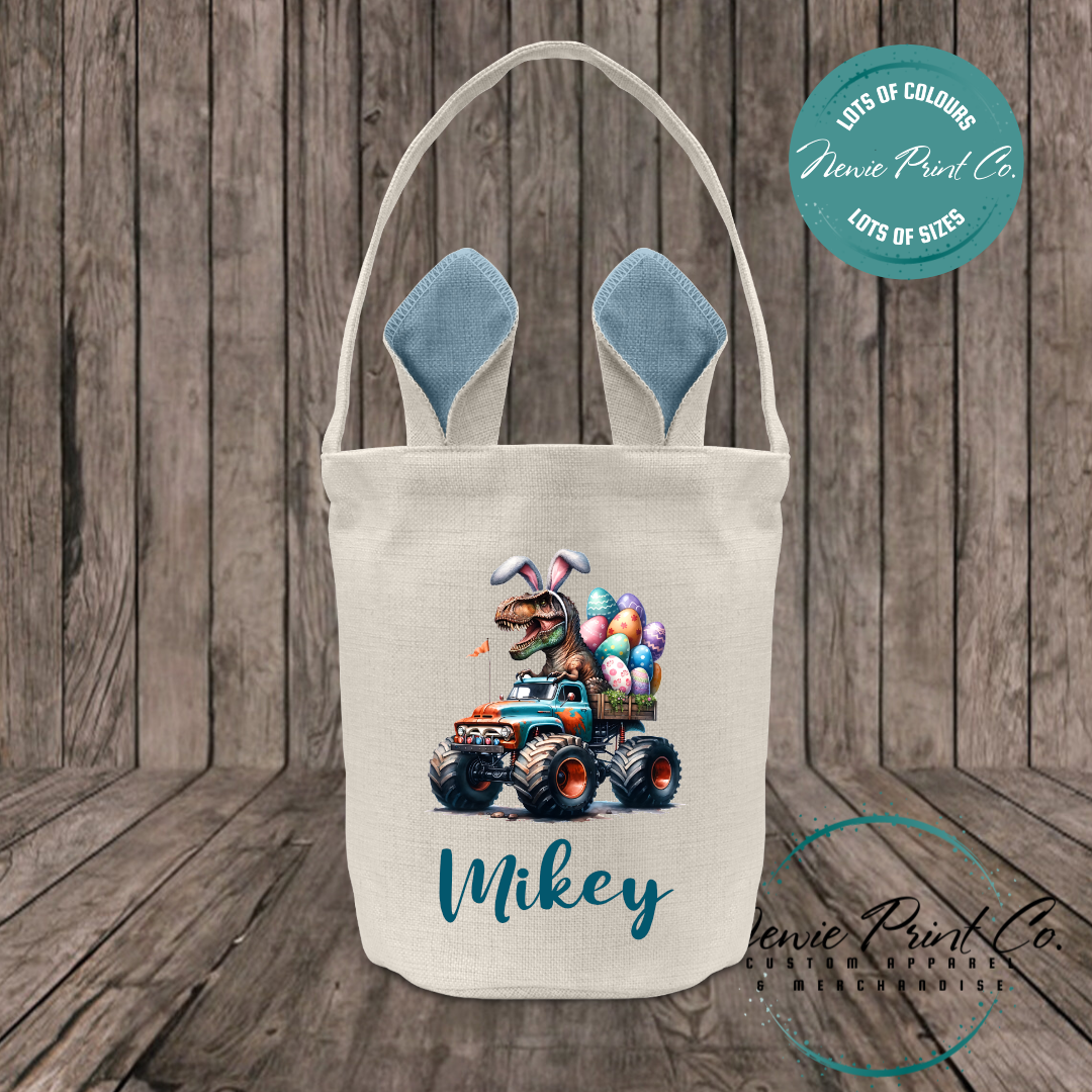 Monster Truck Dino - Easter Bunny Ear Tote