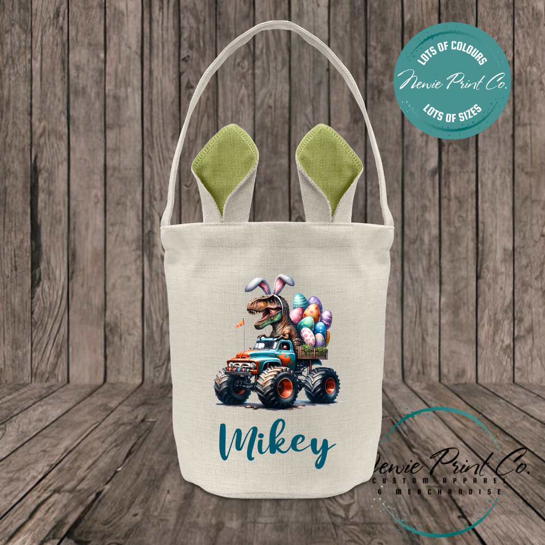 Monster Truck Dino - Easter Bunny Ear Tote