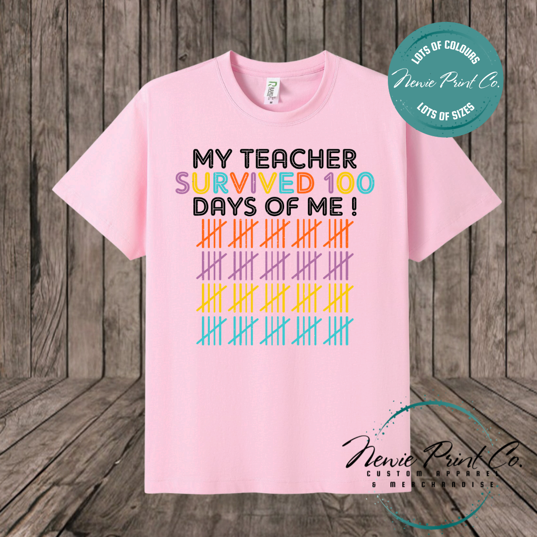 My Teacher Survived 100 Days Tally - 100 Days of School T-shirt Kids