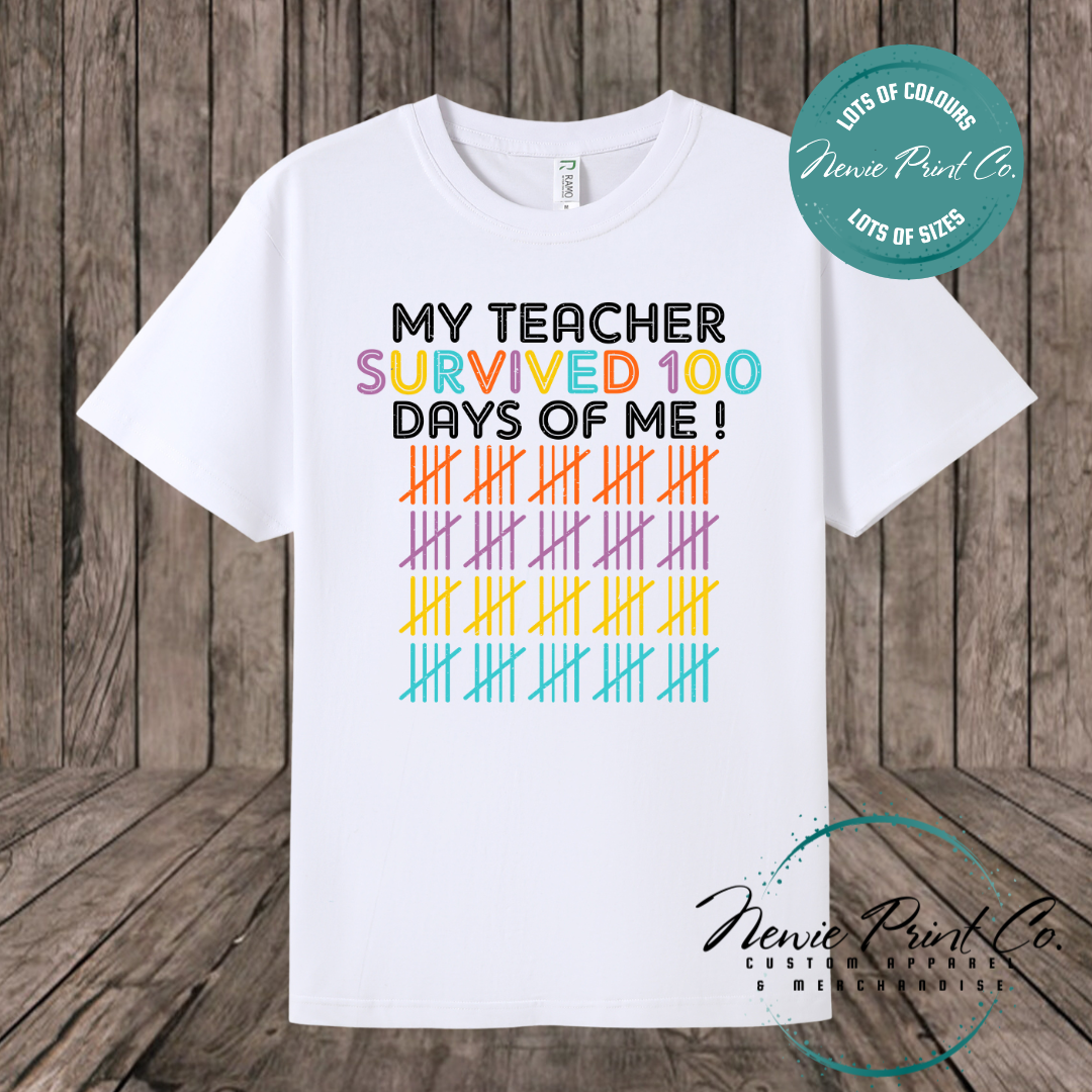 My Teacher Survived 100 Days Tally - 100 Days of School T-shirt Kids