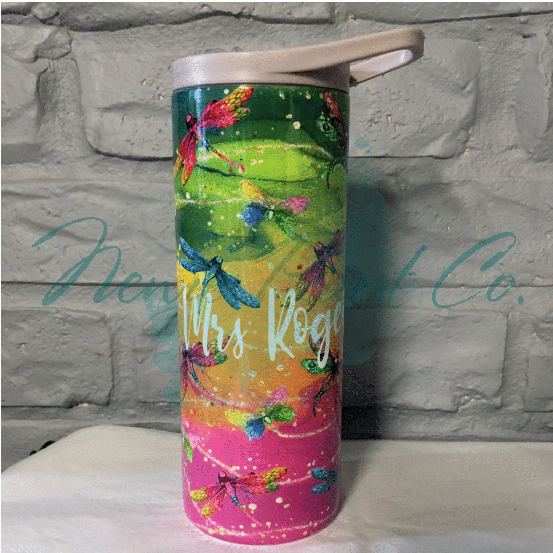 Our personalized 20oz (690ml) insulated drink bottles tumblers can be personalized to suit your style. Choose from one of our images or send us a message to create something truly unique. Our tumblers make a beautiful gift or are the perfect addition to and back pack. They are made from Insulated Stainless Steel to keep your drinks warm/cold for longer, come with a push button flip top lid and inner (removable) straw.