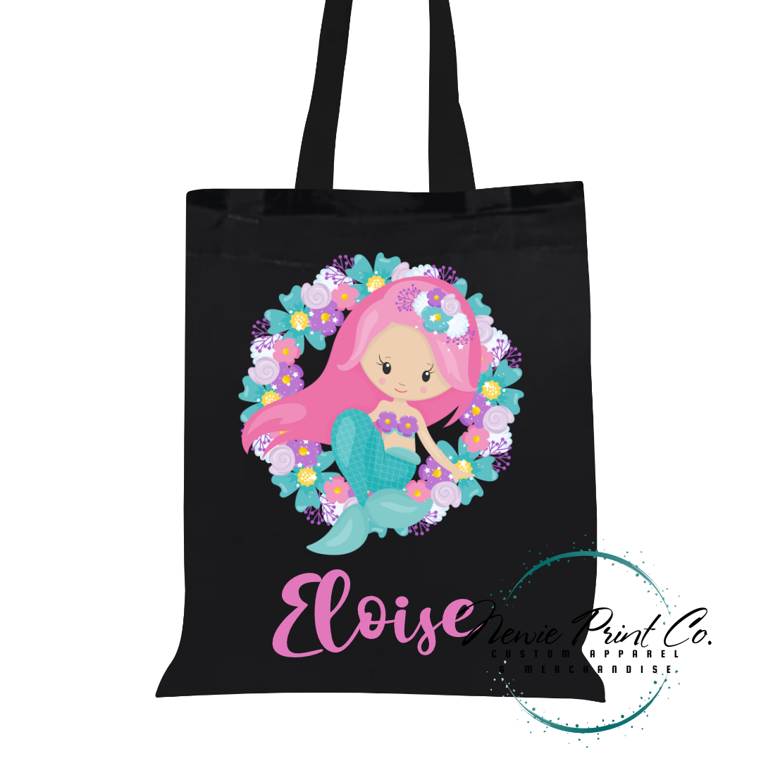 Mermaid Wreath - Personalized Tote/Library Bag