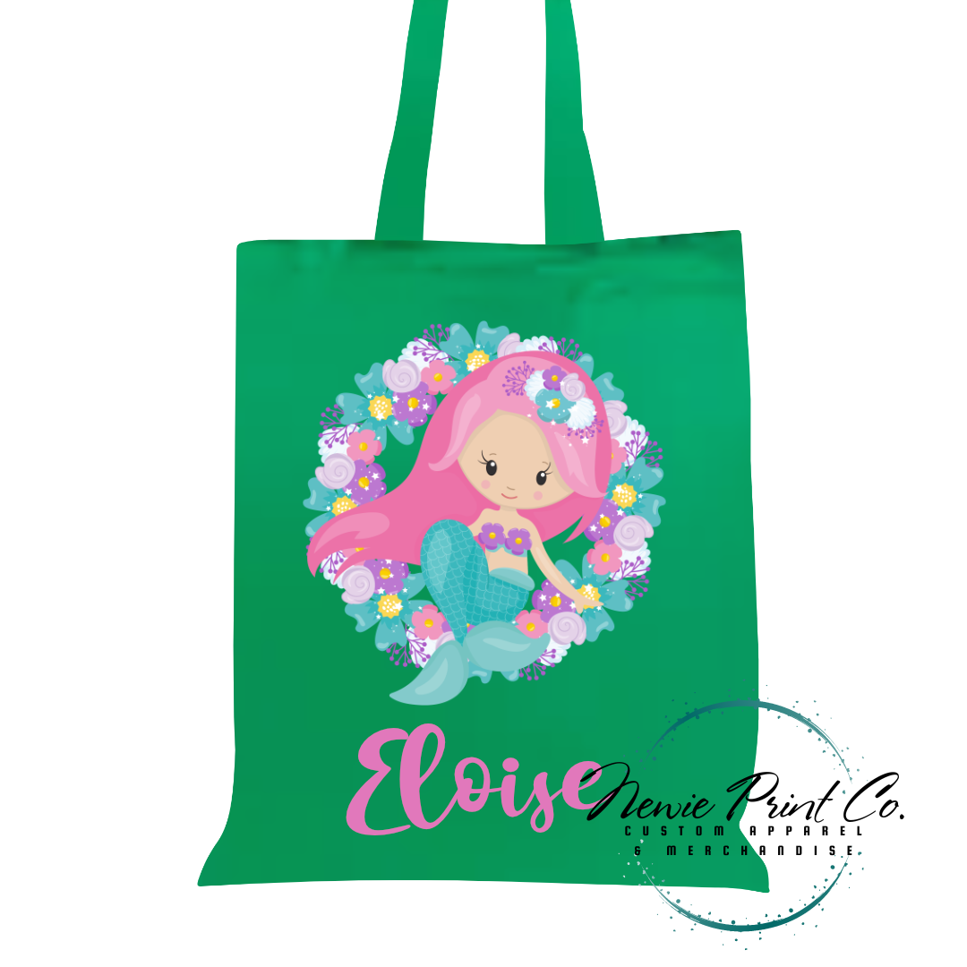 Mermaid Wreath - Personalized Tote/Library Bag