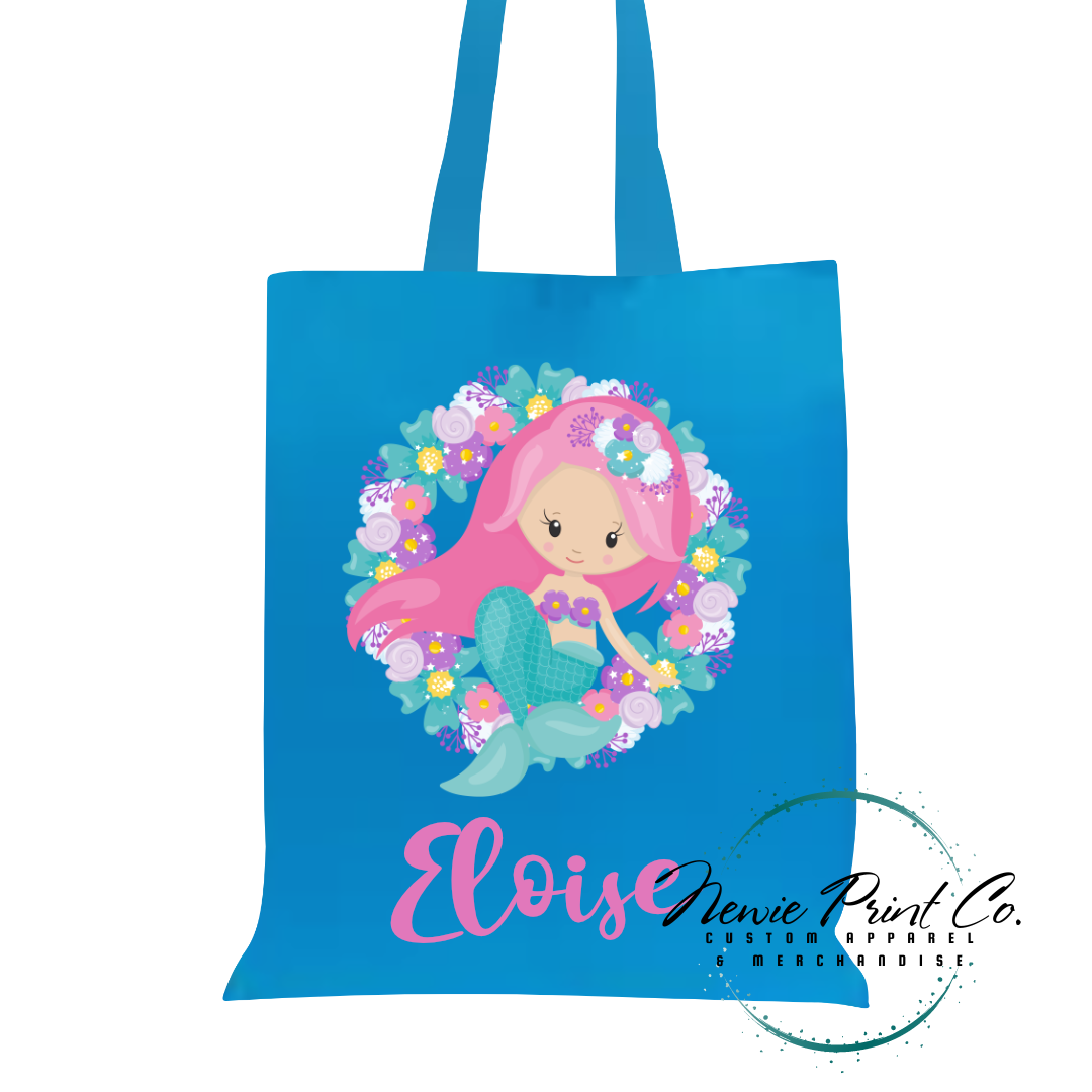 Mermaid Wreath - Personalized Tote/Library Bag