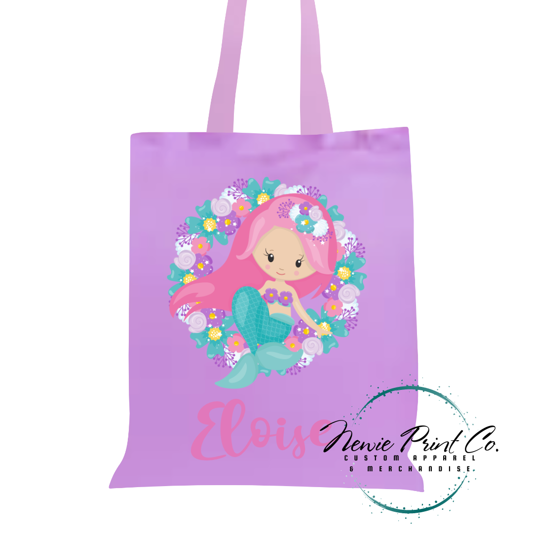 Mermaid Wreath - Personalized Tote/Library Bag