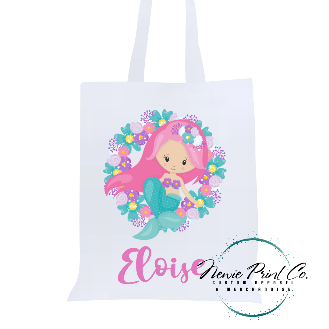 Mermaid Wreath - Personalized Tote/Library Bag