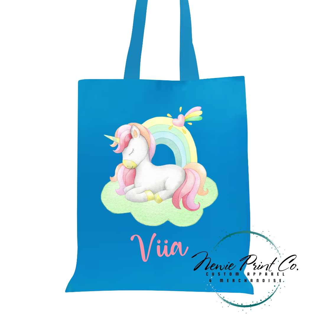 Rainbow Unicorn - Personalized Tote/Library Bags