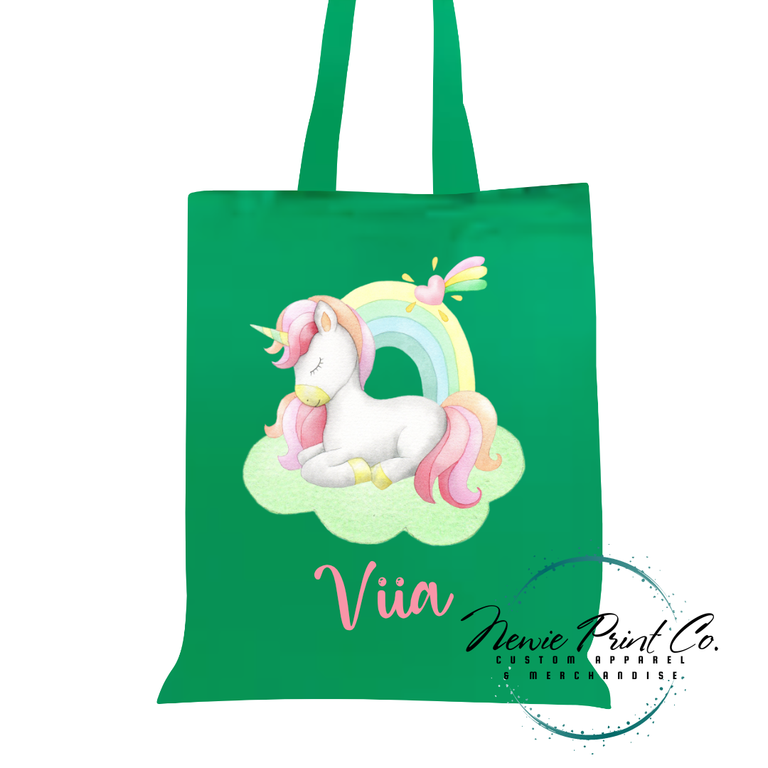 Rainbow Unicorn - Personalized Tote/Library Bags
