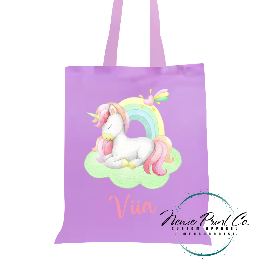 Rainbow Unicorn - Personalized Tote/Library Bags