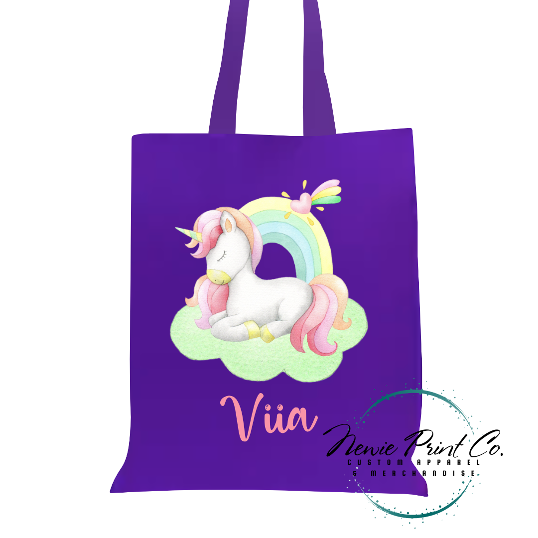 Rainbow Unicorn - Personalized Tote/Library Bags