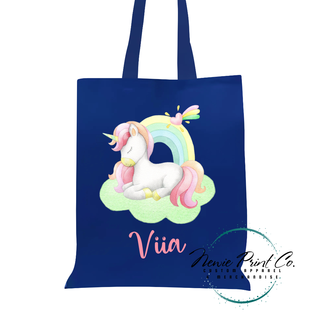 Rainbow Unicorn - Personalized Tote/Library Bags