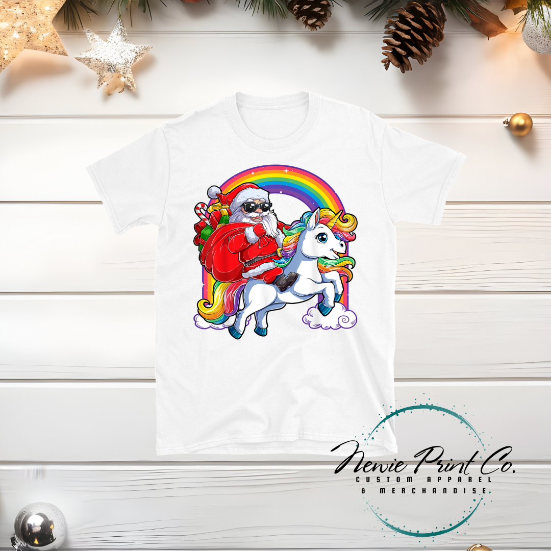 Santa Riding Unicorn - Christmas T-shirt