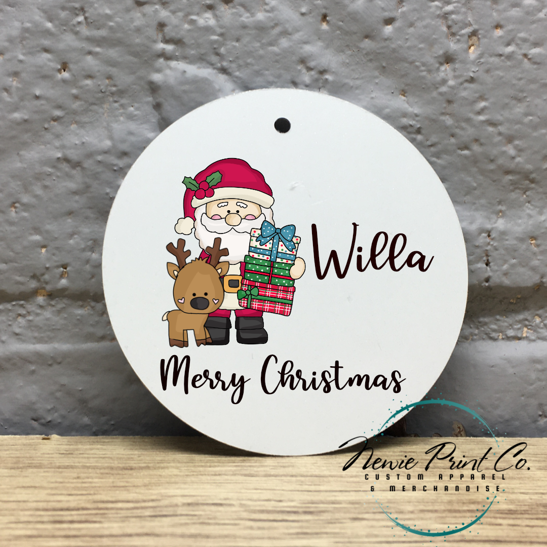 Personalised Ornament Christmas Santa with Presents - Christmas Keepsake
