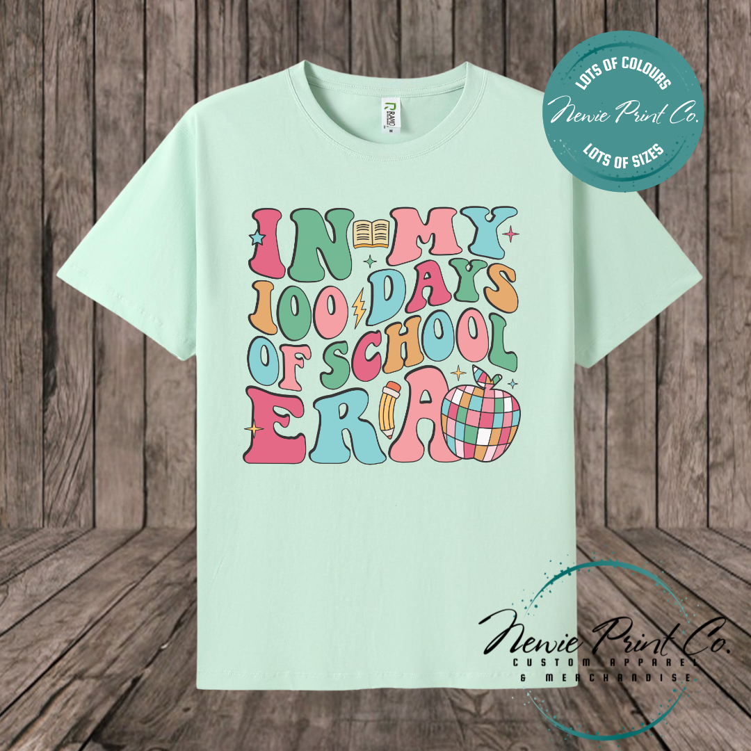 Celebrate 100 Days of School with custom t-shirts! Personalised with names, printed on premium cotton. Fast shipping Australia-wide.