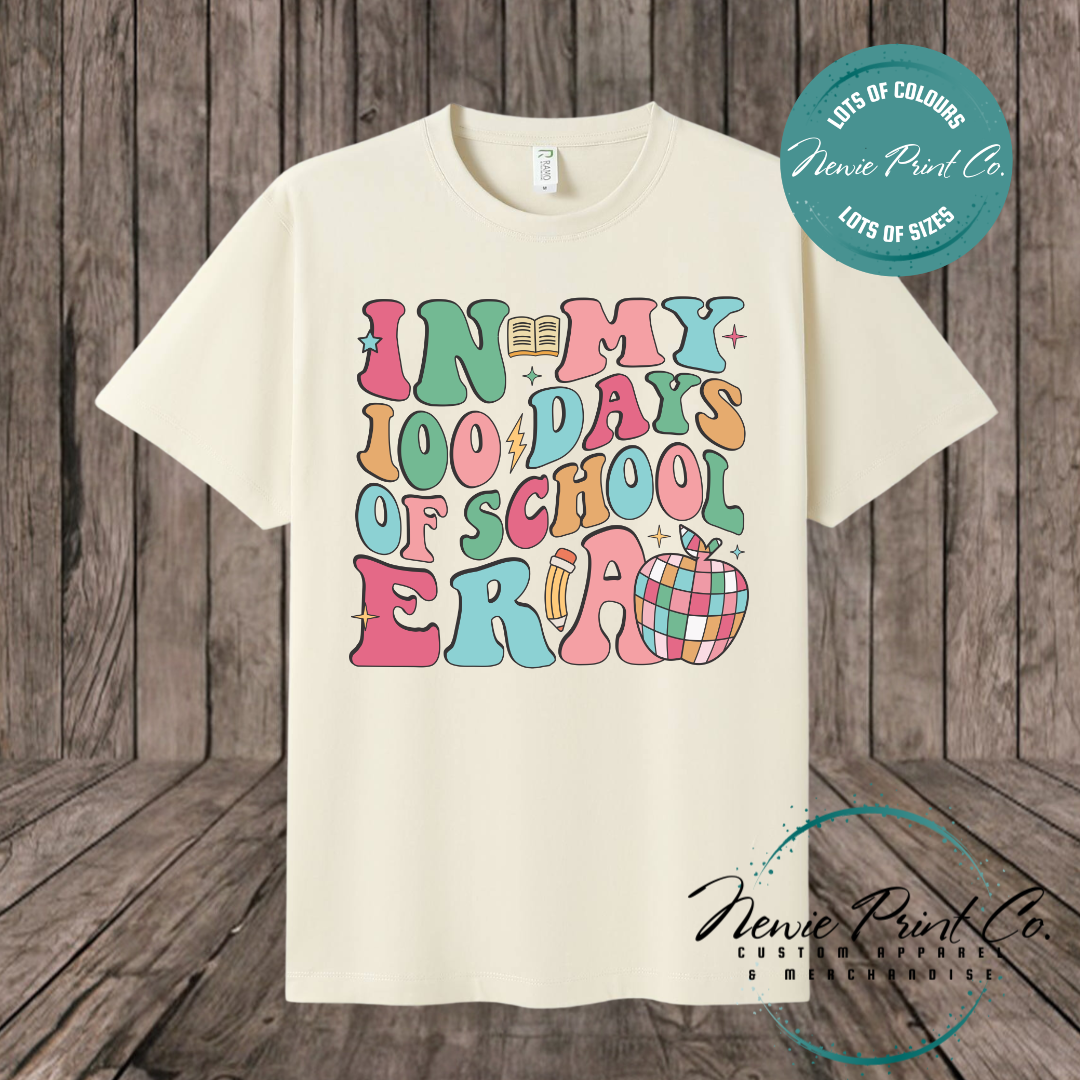 Celebrate 100 Days of School with custom t-shirts! Personalised with names, printed on premium cotton. Fast shipping Australia-wide.