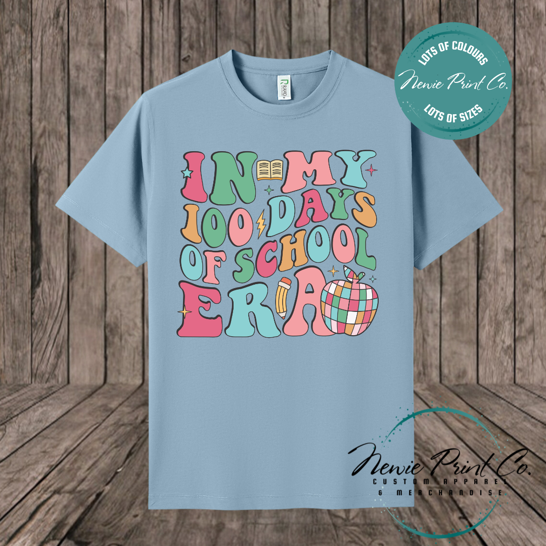 Celebrate 100 Days of School with custom t-shirts! Personalised with names, printed on premium cotton. Fast shipping Australia-wide.