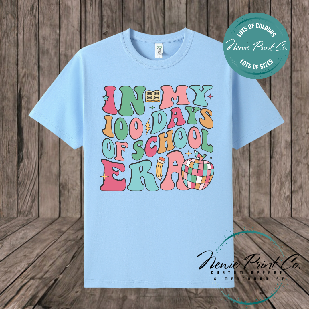 Celebrate 100 Days of School with custom t-shirts! Personalised with names, printed on premium cotton. Fast shipping Australia-wide.