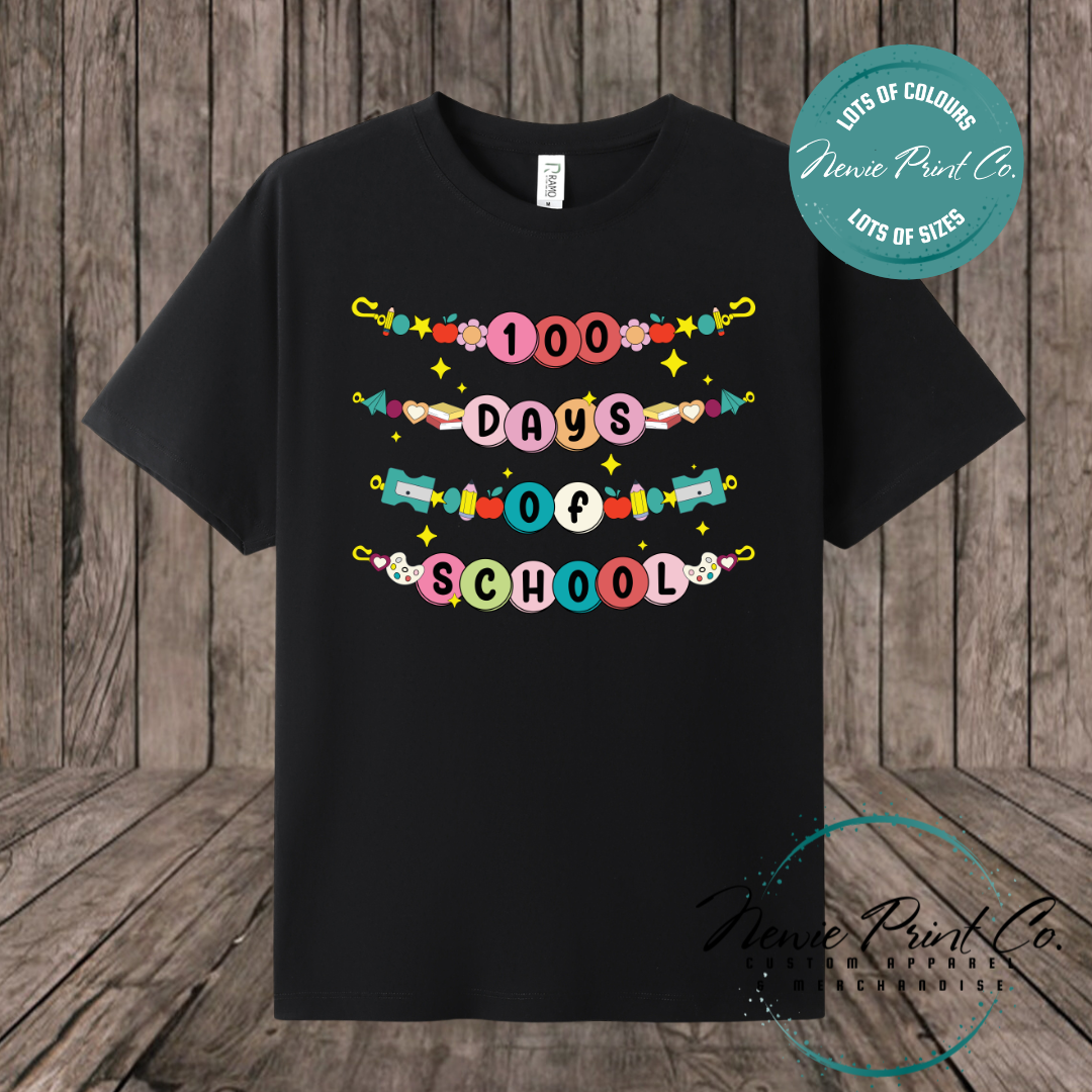 Celebrate 100 Days of School with custom t-shirts! Personalised with names, printed on premium cotton. Fast shipping Australia-wide.
