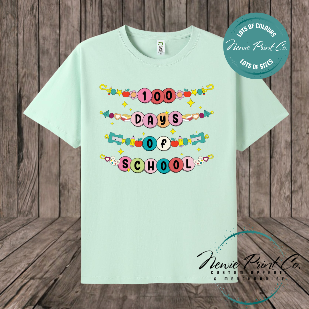 Celebrate 100 Days of School with custom t-shirts! Personalised with names, printed on premium cotton. Fast shipping Australia-wide.