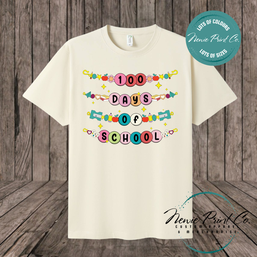 Celebrate 100 Days of School with custom t-shirts! Personalised with names, printed on premium cotton. Fast shipping Australia-wide.