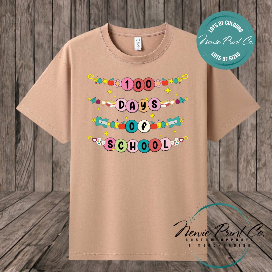 Celebrate 100 Days of School with custom t-shirts! Personalised with names, printed on premium cotton. Fast shipping Australia-wide.