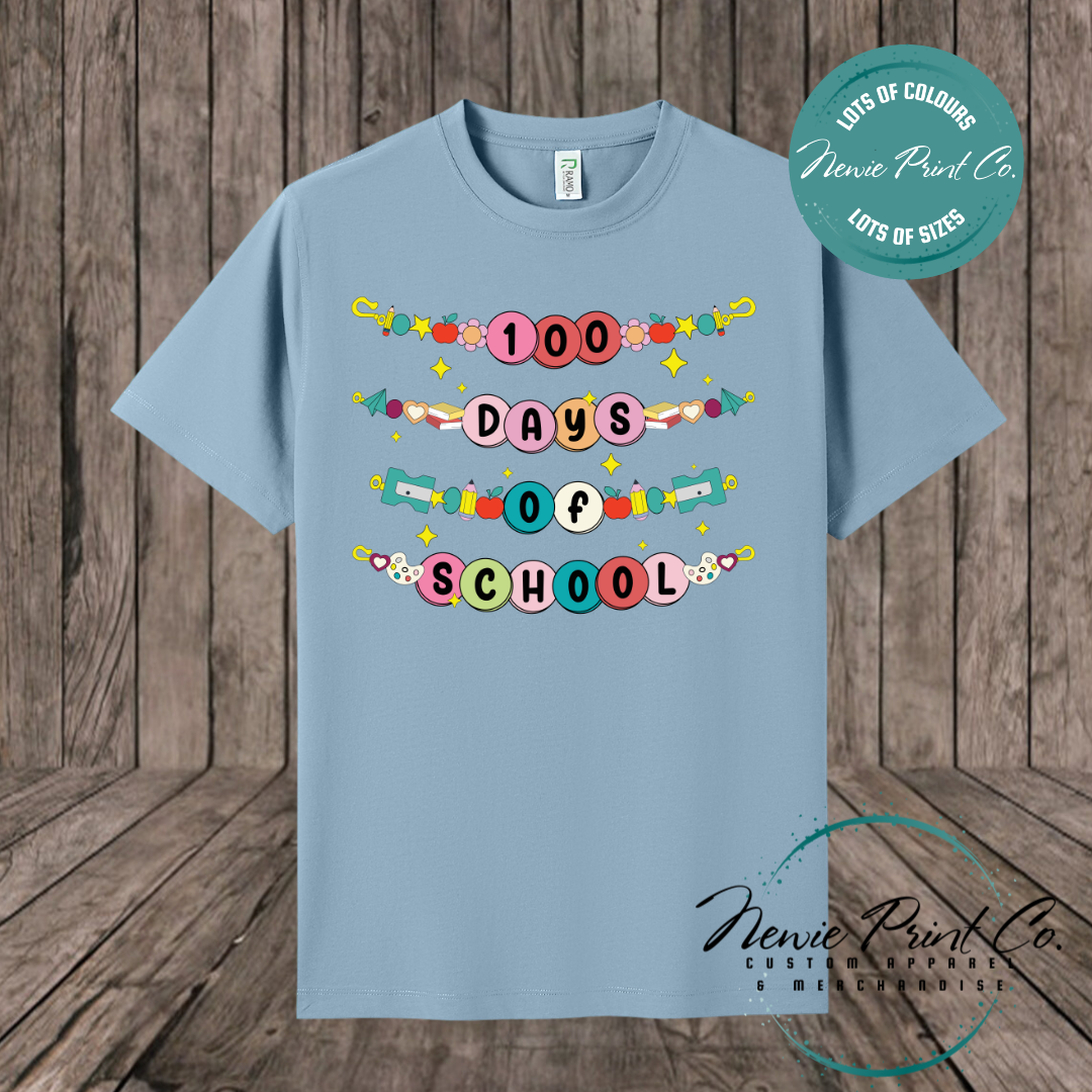Celebrate 100 Days of School with custom t-shirts! Personalised with names, printed on premium cotton. Fast shipping Australia-wide.