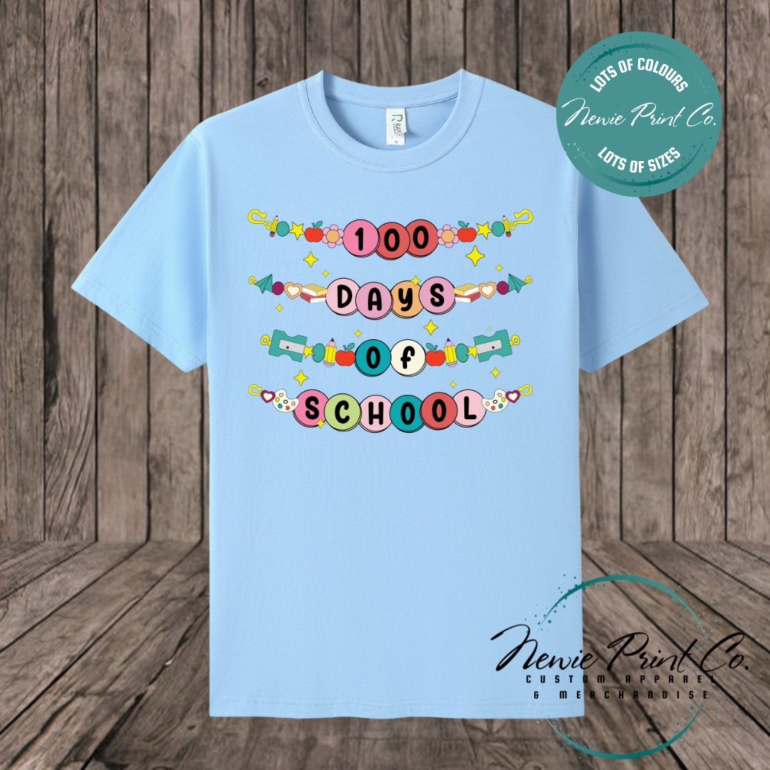 Celebrate 100 Days of School with custom t-shirts! Personalised with names, printed on premium cotton. Fast shipping Australia-wide.