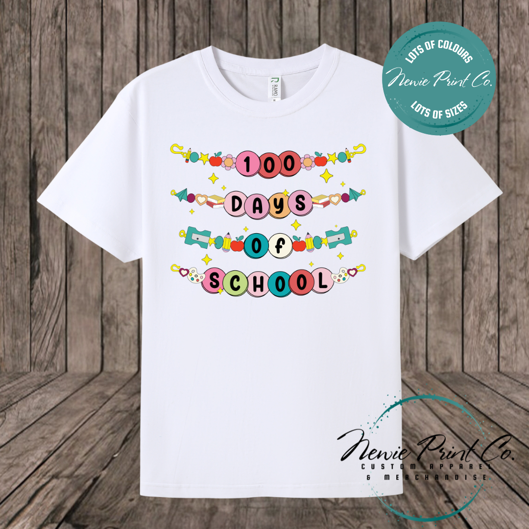 Celebrate 100 Days of School with custom t-shirts! Personalised with names, printed on premium cotton. Fast shipping Australia-wide.