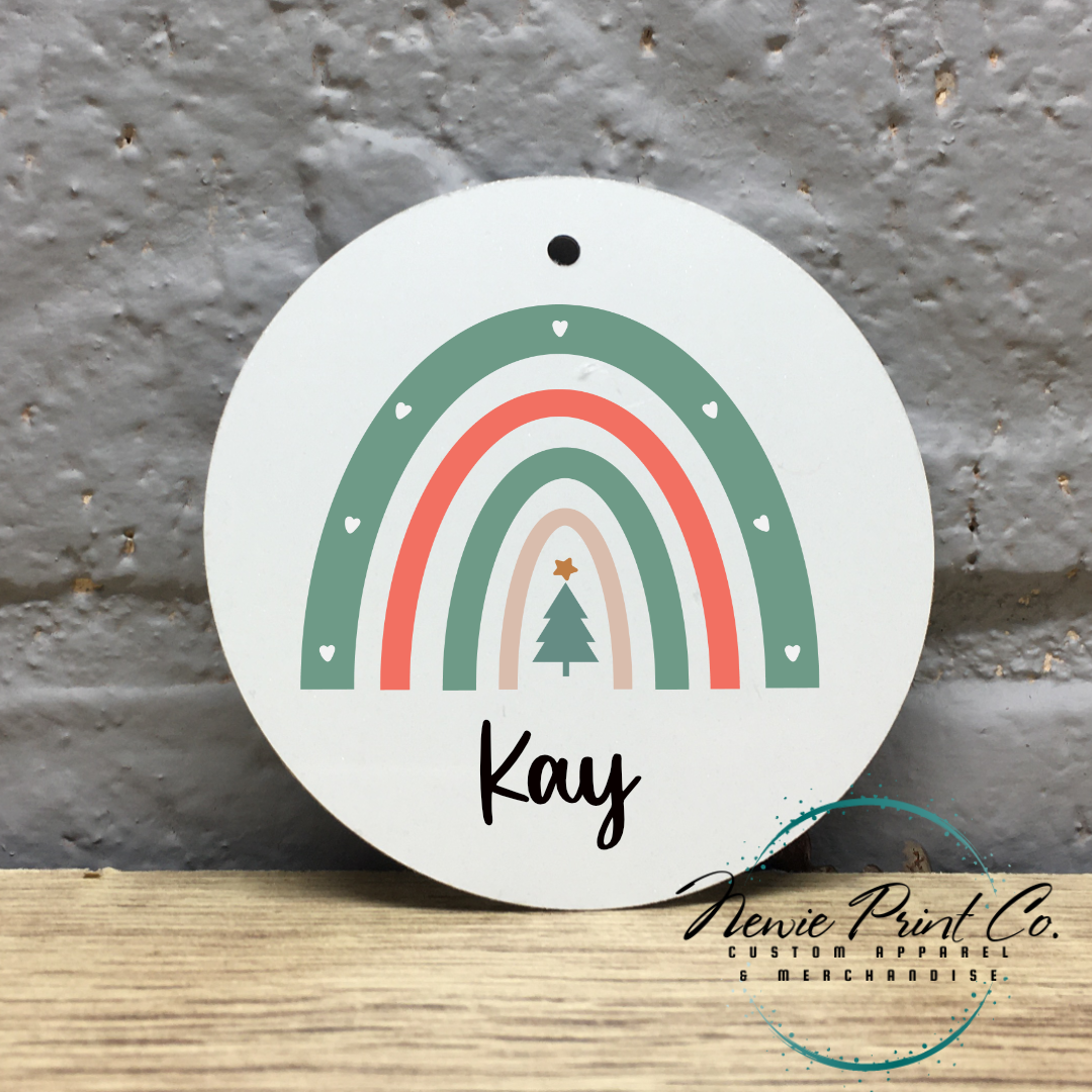 Personalised Teacher Ornament Green Rainbow - Christmas Keepsake