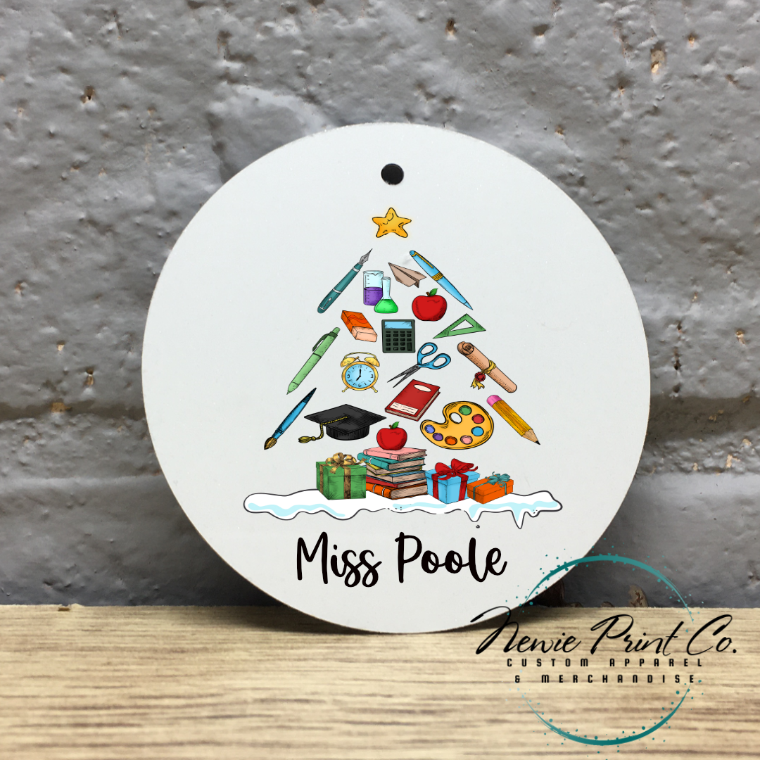 Personalised Teacher Ornament Stationery Tree - Christmas Keepsake