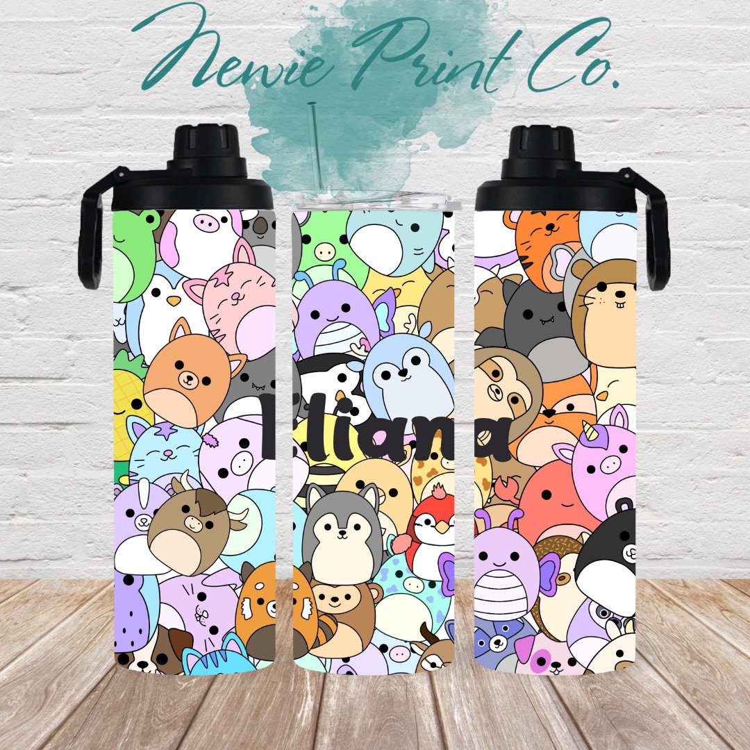 Squishies - Insulated 20oz Kids Flip Top Drink Bottles - Printed