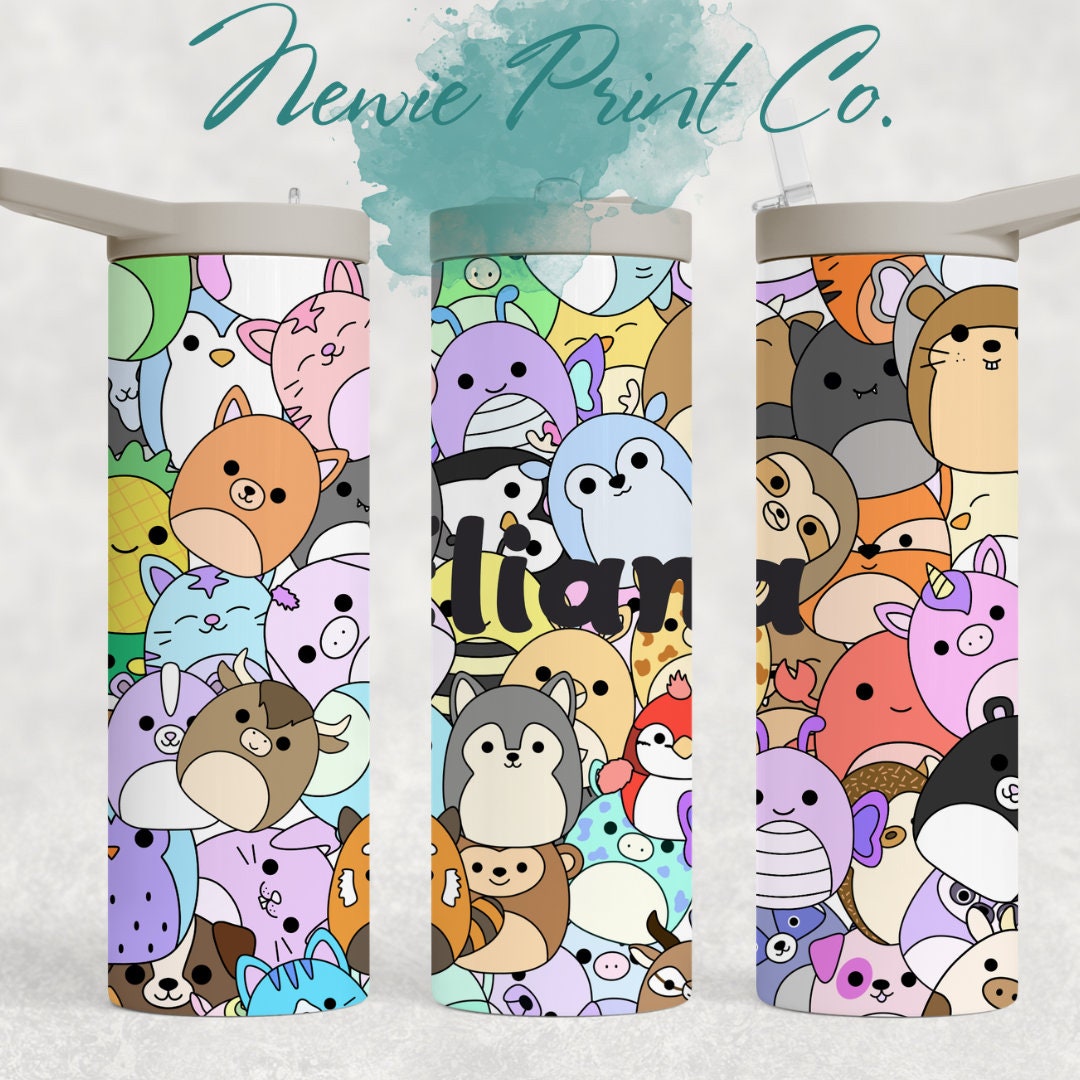 Squishies - Insulated 20oz Kids Flip Top Drink Bottles - Printed