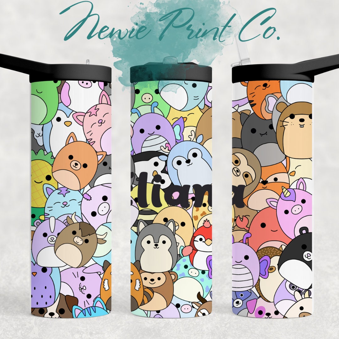 Squishies - Insulated 20oz Kids Flip Top Drink Bottles - Printed