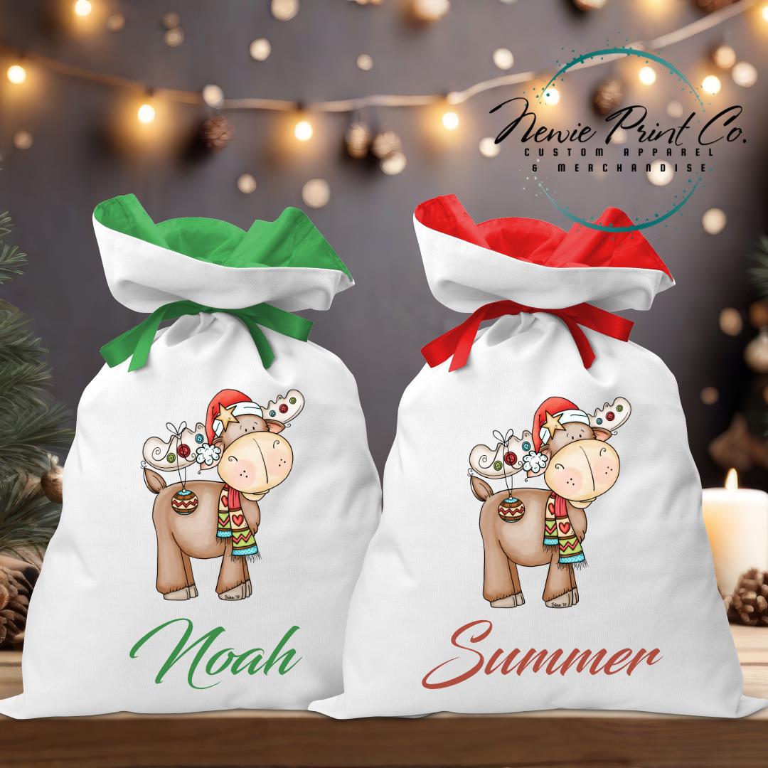 Christmas Moose Santa Sack - Personalised