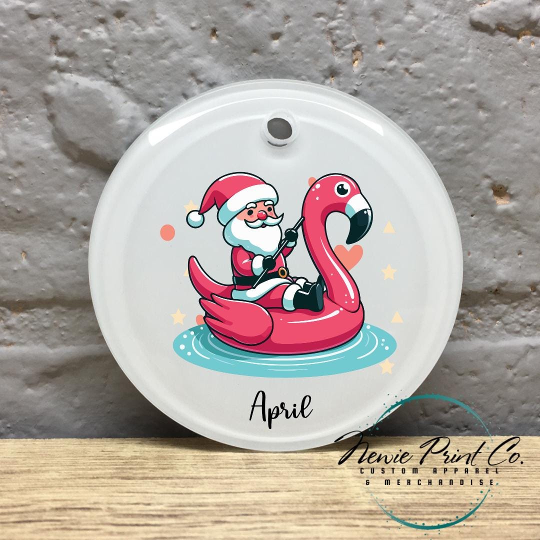 Personalised Teacher Ornament Santas Swim Teacher - Christmas Keepsake