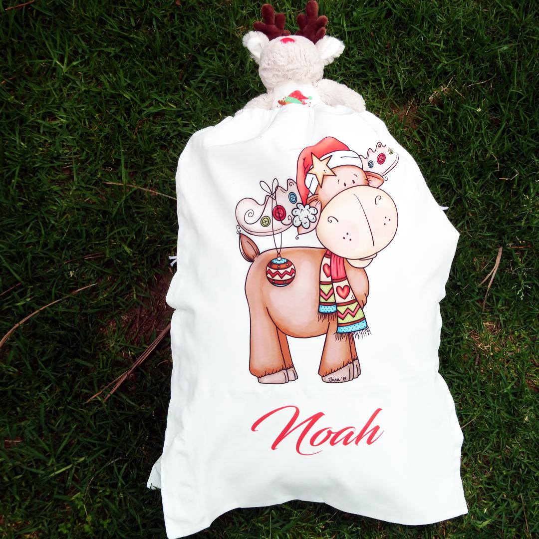 Christmas Moose Santa Sack - Personalised